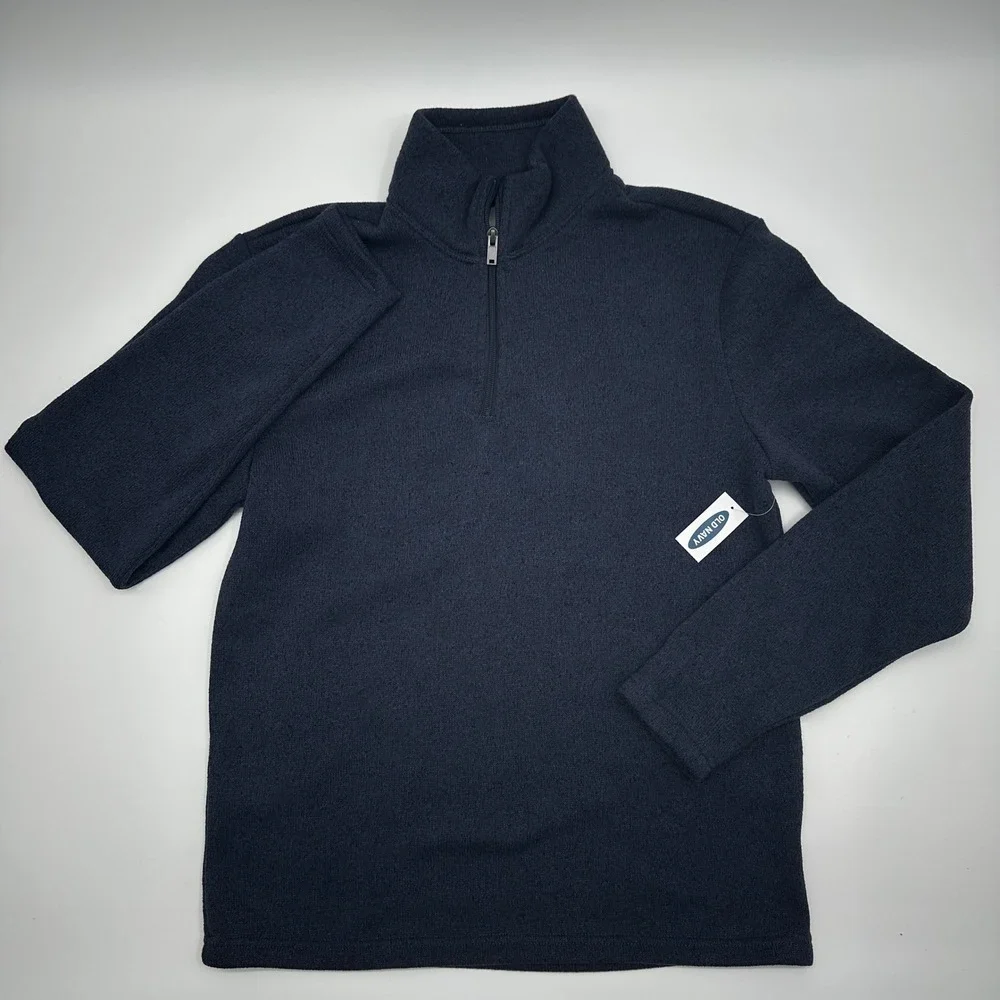 Old Navy Men Small Navy Blue Fleece Quarter Zip Pullover Sweater 610002-00-1 NWT